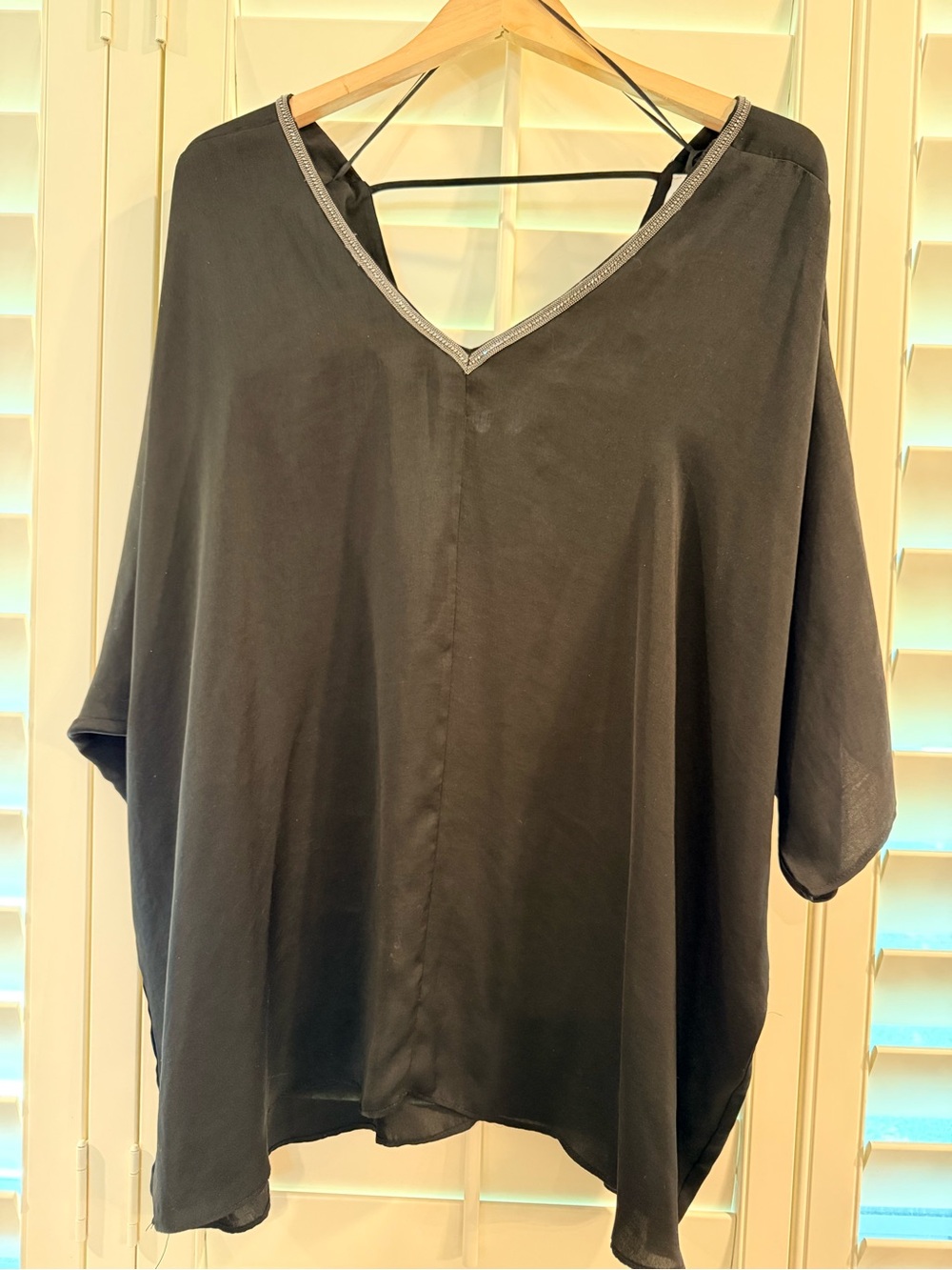 Rose & Olive Black Tunic with Beaded Trim